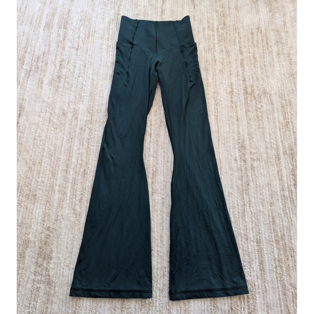 Aerie Offline Pants Womens Sz S Green Real Me Hi Rise Flare Leggings Bootcut